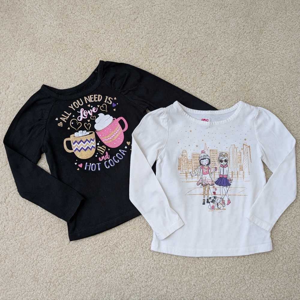 Toddler Girls Epic Threads Long Sleeved Winter Graphic Print T-shirts (Size 3T)